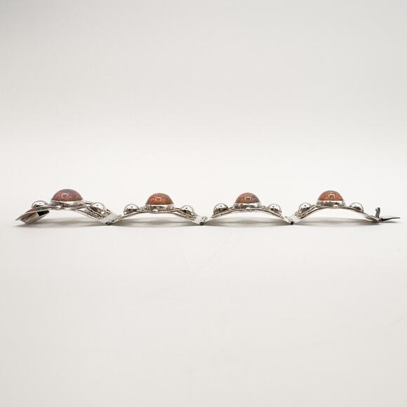 Taxco Sterling Silver Faux Opal Panel Bracelet w Cutouts Scrolls Mexico Vintage - Picture 13 of 13